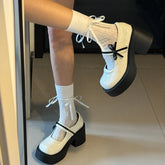 LBSFY  -  Platform High Heel Women Mary Jane Shoes Fashion Butterfly-knot Spring Autumn Ladies Dancing Party Prom Leather Shoes